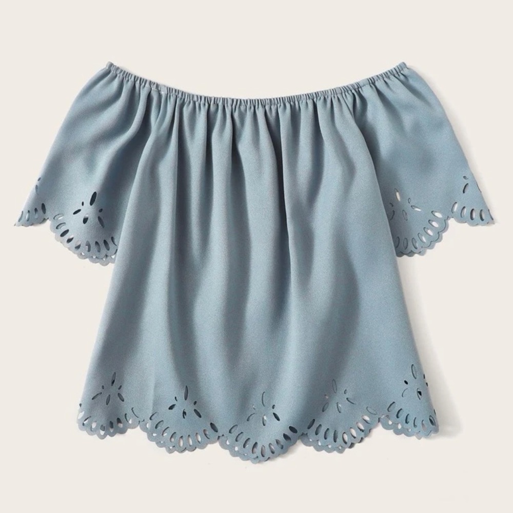 SHEIN Plus Laser Cut Scallop Blouse